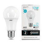Светодиодная лампа Gauss LED Elementary A60 10W E27 4100K 1/10/50