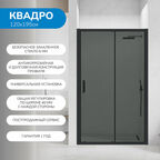 Душевая дверь в нишу 120х195 см. Квадро стекло тонированное, профиль черный