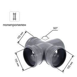 Крестовина одноплоскостная 110x110x110/87° полипропилен
