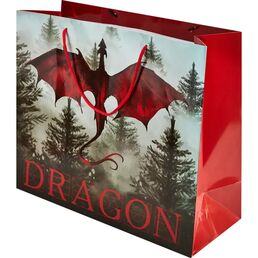 Пакет подарочный «Дракон» 40x35 см цвет красный