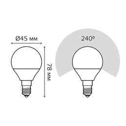 Светодиодная лампа Gauss LED Elementary Globe 6W E14 3000K 1/10/50