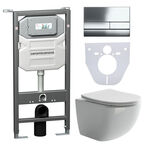 Подвесной унитаз с инсталляцией Ceramica Nova Forma CN3009_1002CH_1000 с кнопкой Flat хром и шумоизоляцией белый