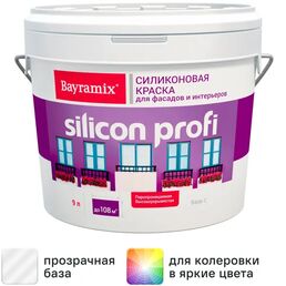 Краска фасадная Bayramix Silicon Profi матовая прозрачная база С 9 л
