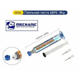 Паяльная паста MECHANIC MS83, 183C, в шприце, 50 г, Solder Paste, Sn63Pb37