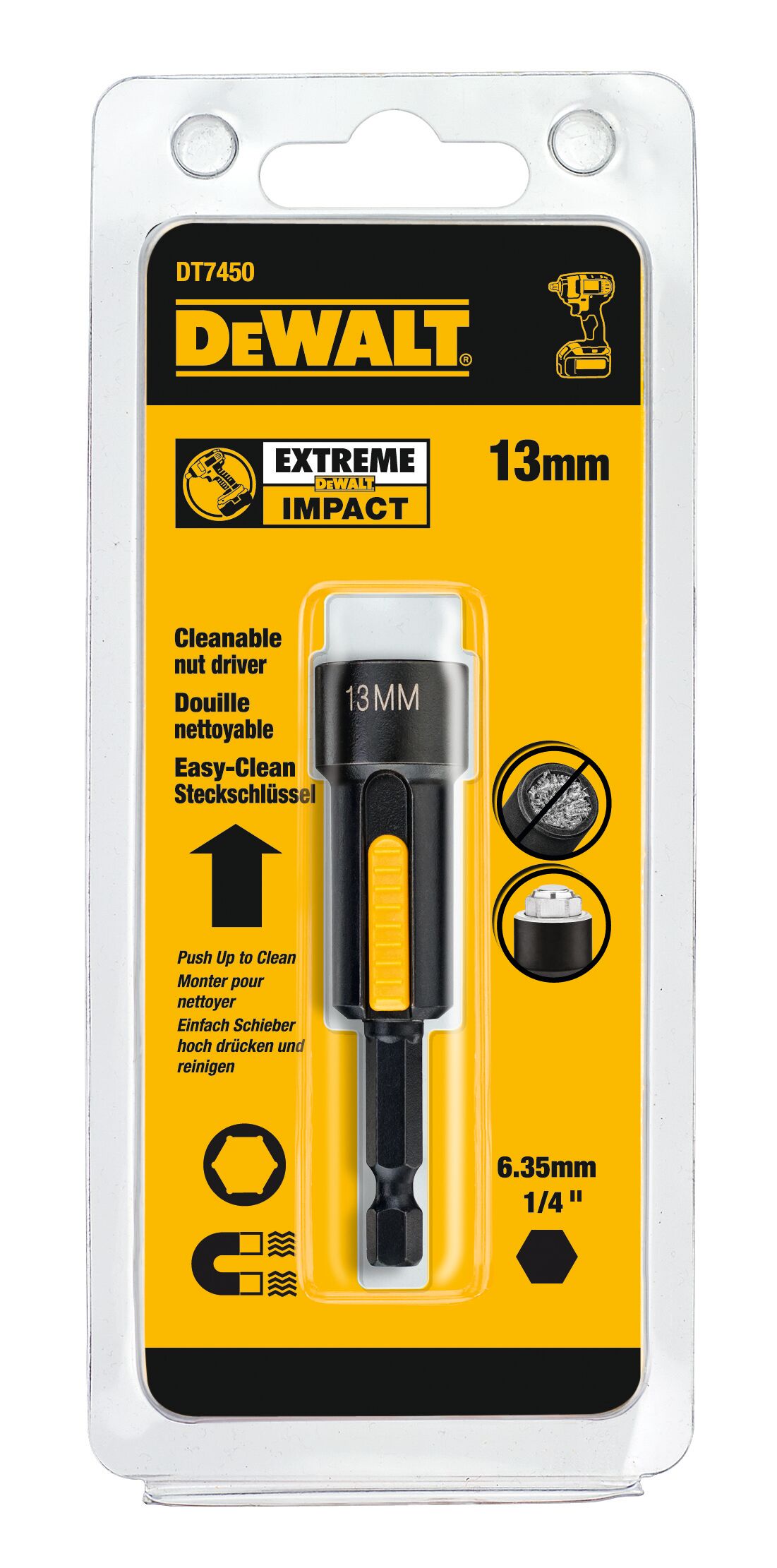 Торцевой ключ DEWALT IMPACT DT7450, 13 мм, магнитный Easy Clean
