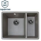 Мойка для кухни подстольного монтажа Delinia 55x42 см глубина чаши 20 см кварц цвет серый шелк