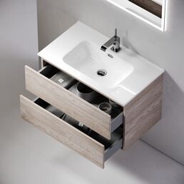 Тумба с раковиной Sancos Urban UR70EG 70 см подвесная, 2 ящика, дуб галифакс натуральный