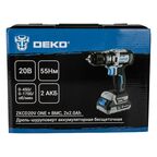 Дрель-шуруповерт аккумуляторная бесщёточная Deko ZKCD20V, 20 В Li-ion 2x2 Ач