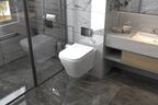 Комплект подвесного унитаза с инсталляцией Abber Rechteck AC1201-AC0105-AC0121MB безободковый, крышка с микролифтом, белый, кнопка черная