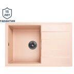 Мойка для кухни врезная с крылом Delinia 78x51 см глубина чаши 20 см кварц цвет песочный