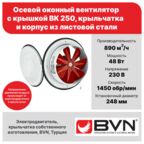 Вентилятор вытяжной оконный с крышкой BK 250