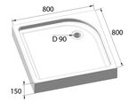 Акриловый душевой поддон BelBagno 80x80 TRAY-BB-A-80-15-W