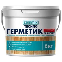 Герметик Cemmix по дереву для теплого шва 6 кг 6000 мл. 1 шт. 6000 г 6000 мл медовый 0.2 м 21 см