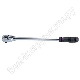 KING TONY Трещотка 1/2", 375 мм, 32 зубца, флажковая с кнопкой 4762-15G