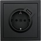 Розетка USB встраиваемая Lezard Zima с заземлением цвет черный бархат