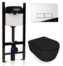 Комплект унитаз с инсталляцией Valsir KIT VSCR 7334NEMT Slim P3 + сиденье + кнопка хром глянцевый