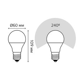 Светодиодная лампа Gauss LED A60 globe 12W E27 3000K 1/10/50