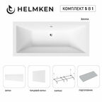 Акриловая ванна Helmken Alvaro 190x90 комплект 5 в 1: ванна, каркас, подголовник, белые лицевой и торцевой экраны