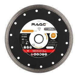 Диск алмазный по керамограниту Rage 605180 турбо 180x25.4/22.2x1.8 мм