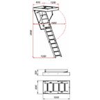 Лестница чердачная складная с секциями OLN 120x60x280 см