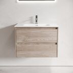 Тумба с раковиной Sancos Libra LB70EG 70 см подвесная, 2 ящика, дуб галифакс натуральный