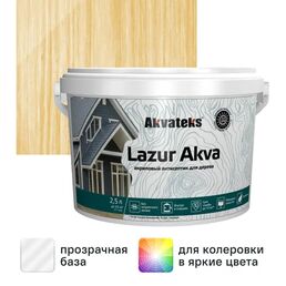 Лак-антисептик Akvateks Lazur Akva полуглянцевый прозрачный 2.5 л