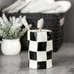 Стакан для зубных щёток Bath Plus Chess W-CE2023A-TB керамика цвет белые и черные квадратики
