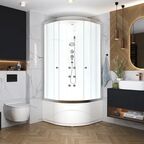 Душевая кабина Domani-Spa Delight 1/4 круга с гидромассажем высокий поддон 90x90 см цвет хром