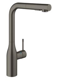 Смеситель для мойки GROHE Essence New с выдвижным изливом, L-излив, тёмный графит матовый (30270AL0)