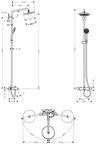 Душевая стойка Hansgrohe Croma 220 Showerpipe 27223000 с термостатом и изливом, хром