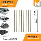 Сверло по металлу 0.5 мм - 10 шт. Р6М5К5 кобальтовое машзавод 1