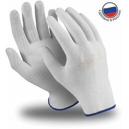 Перчатки нейлоновые MANIPULA Микрон, ПВХ покрытие, комплект 10 пар, размер 9 (L), белые, TNG-27/MG-111