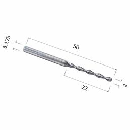 Фреза DJTOL N2QX3.222 спиральная двухзаходная сферическая (по дереву, композиту (АКП), пластику)