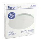Светильник настенно-потолочный светодиодный Feron AL1600 36 Вт 12 м² регулируемый белый свет цвет белый