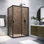Душевой уголок Vegas-Glass 165x95 ZP+ZPV NOVO h2000 165*95 02М 05 профиль черный матовый, стекло бронза