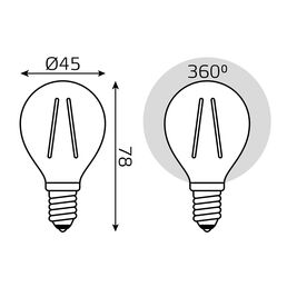 Светодиодная лампа Gauss LED Filament Globe E14 5W 2700K 1/10/50