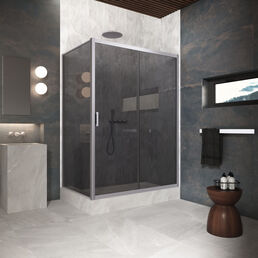 Душевой уголок Vegas-Glass 130x75 ZP+ZPV Protec 130*75 07 07 профиль матовый хром, стекло графит
