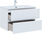 Комплект мебели Aquanet Алвита New 81 см подвесной (тумба с раковиной и зеркалом)