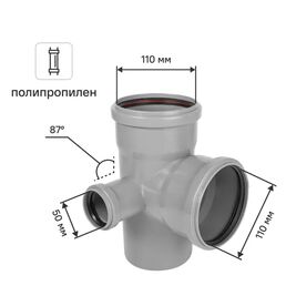 Крестовина двухплоскостная Политрон 110x110x50/87° левая полипропилен