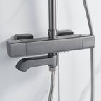 Душевая стойка Shevanik S3096T с изливом, с термостатом, оружейная сталь
