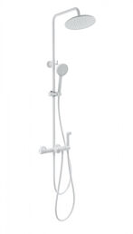 Душевая стойка с гигиеническим душем WONZON & WOGHAND WW-B3097-A-MW матовая белая, с термостатом