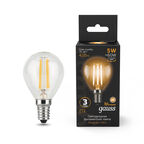 Светодиодная лампа Gauss LED Filament Globe E14 5W 2700K 1/10/50