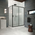 Душевой уголок Vegas-Glass 155x90 ZP+ZPV Protec 155*90 02М 10 профиль черный матовый, стекло сатин