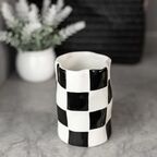 Стакан для зубных щёток Bath Plus Chess W-CE2023A-TB керамика цвет белые и черные квадратики