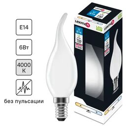 Лампа светодиодная Lexman E14 220-240 В 6 Вт свеча на ветру матовая 750 лм нейтральный белый свет