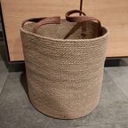 Корзина VecherHome Джут с коричневыми ручками