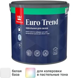 Краска для обоев Tikkurila Euro Trend моющаяся матовая цвет белый база А 2.7 л