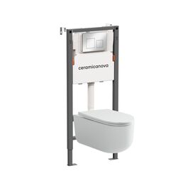 Подвесной унитаз с инсталляцией Ceramica Nova Ulma CN4006_121002CH, кнопка хром глянцевый