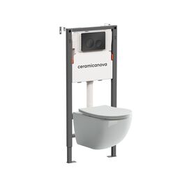 Подвесной унитаз с инсталляцией Ceramica Nova Forma CN3009_121001MB, кнопка черная матовая