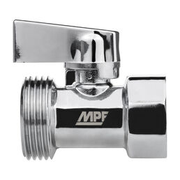 Кран шаровой латунный MPF 1/2 ВР(г) х 3/4 НР(ш) к бытовой технике хром мини проходной (ИС.081221)
